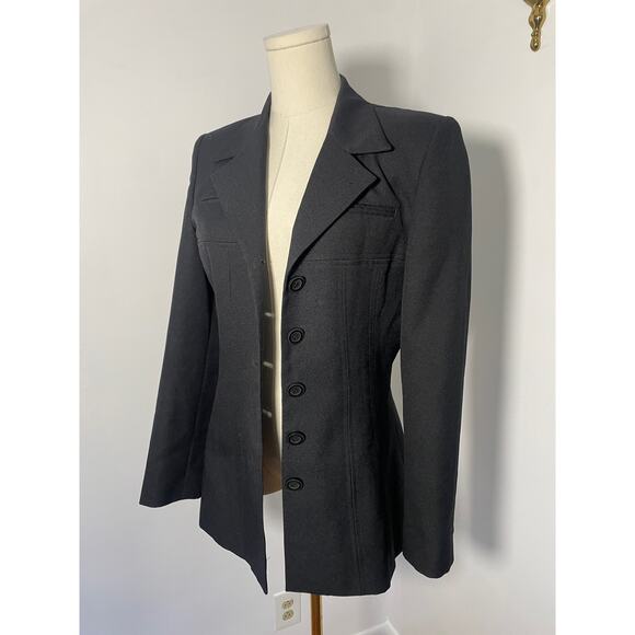Vintage 90's Y2K Black Fitted Blazer Jacket SMALL - Picture 4 of 6